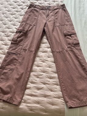 Aéropostale Utility Cargo Pants Dusty Rose Pink Wide Leg High Rise Casual Women